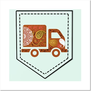 Brown truck Chest pocket truck art motif design illustration Posters and Art